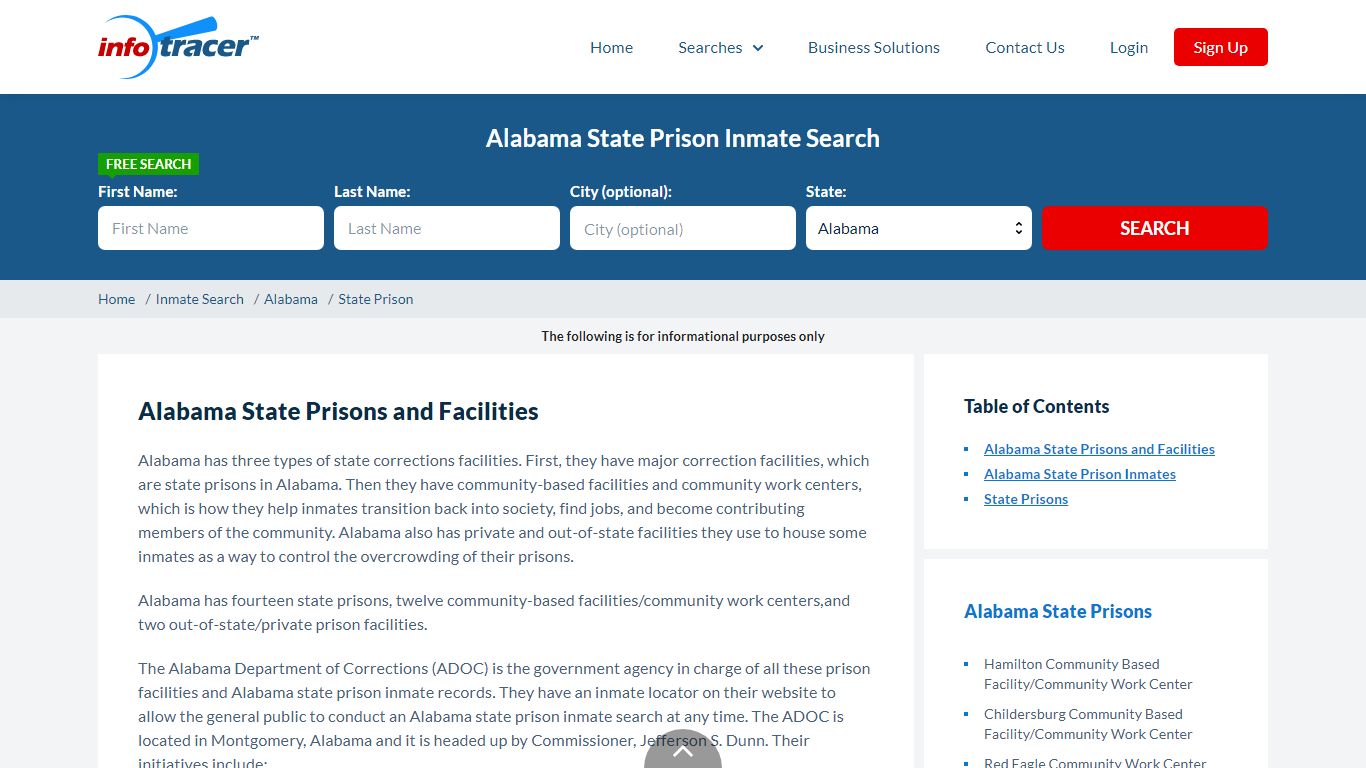 Alabama State Prisons Inmate Records Search - InfoTracer